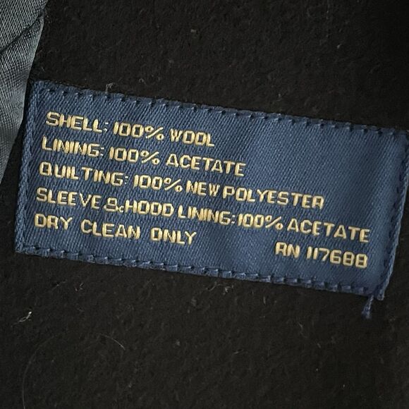 T Harris London Wool Duffel Coat Hooded Mens NO SIZE TAG L Black Toggle Full Zip - Picture 6 of 15